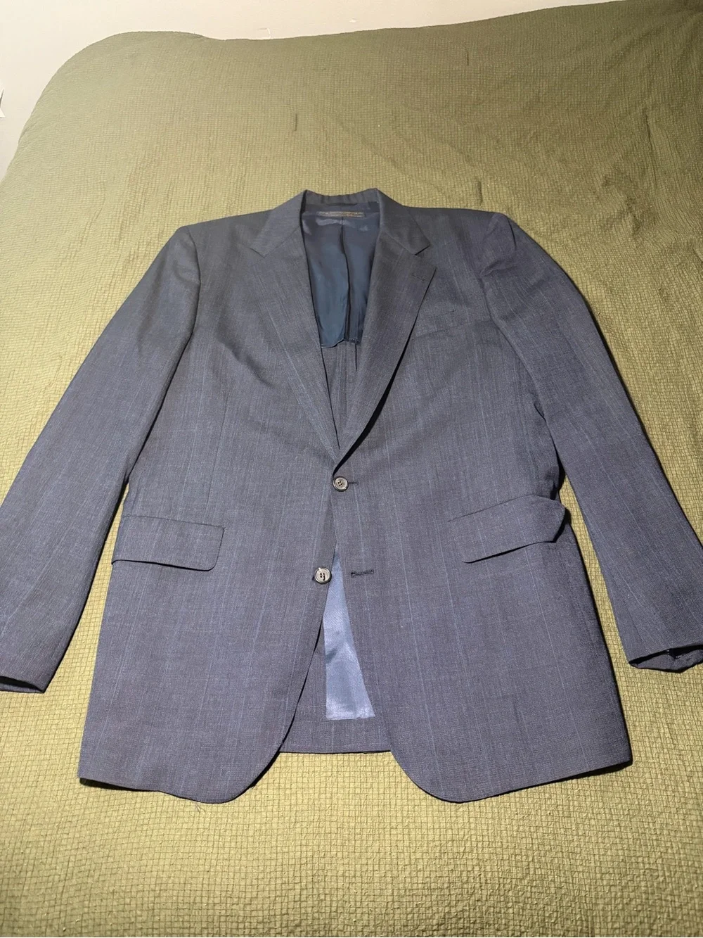 Brooks Brothers 2 Piece Suit Grey Blue Windowpane Half Lined MIUSA 42r 36x30